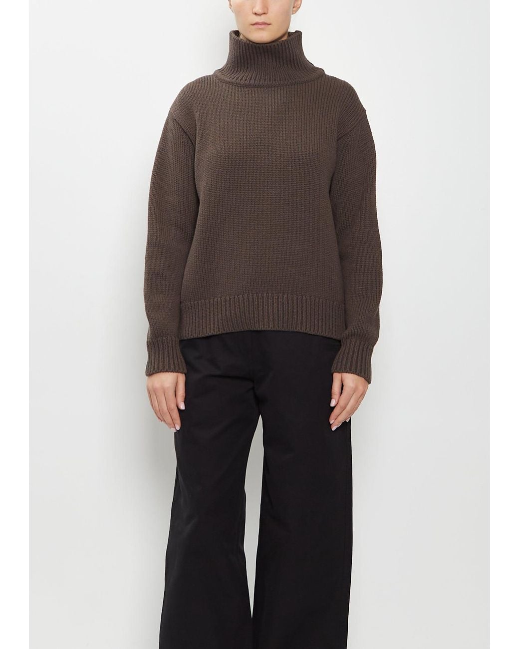 MHL by Margaret Howell Black Wool Cotton High Neck Sweater