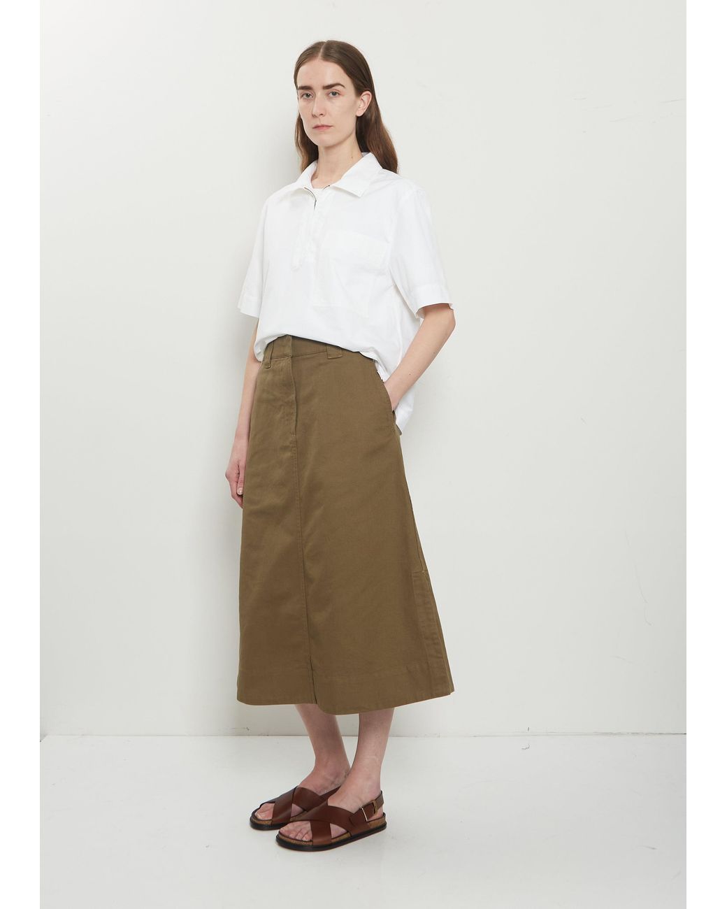 MHL by Margaret Howell Natural Side Vent Cotton Skirt