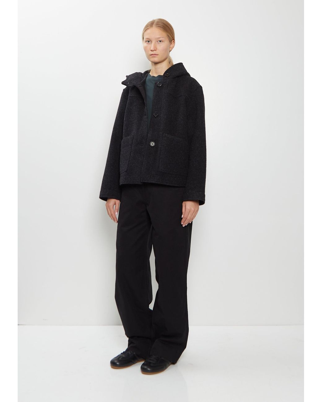 MHL by Margaret Howell Short Wool Duffle Coat in Black | Lyst UK