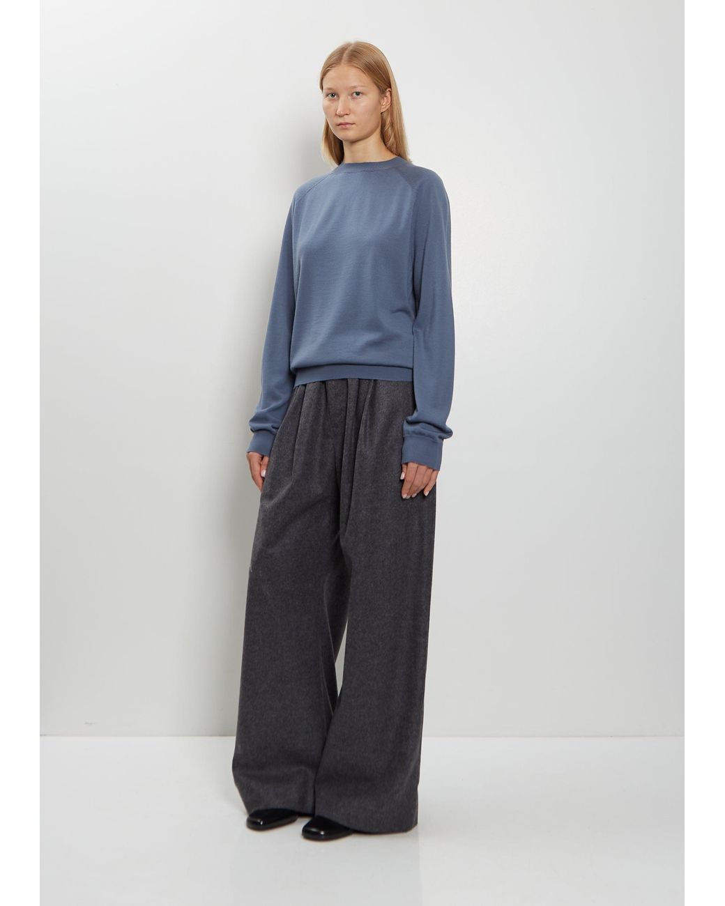 Meta Campania Collective Blue Jack Crew Neck Merino Wool Sweater