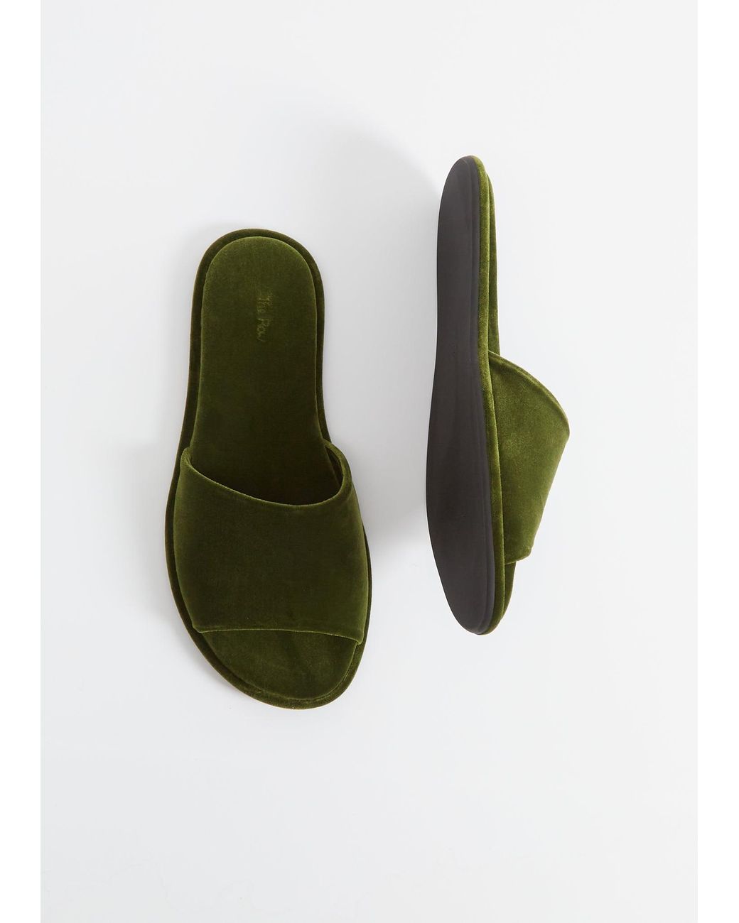 The Row Canal Slipper Velvet in Green Lyst