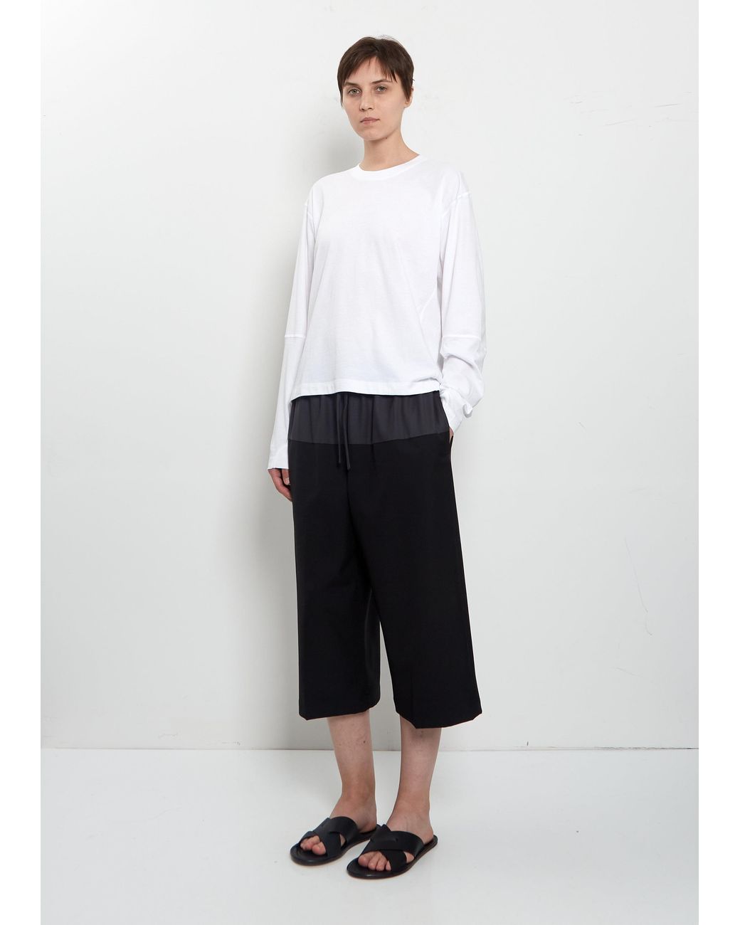 6397 Multicolor Cropped Drawstring Wool Pant