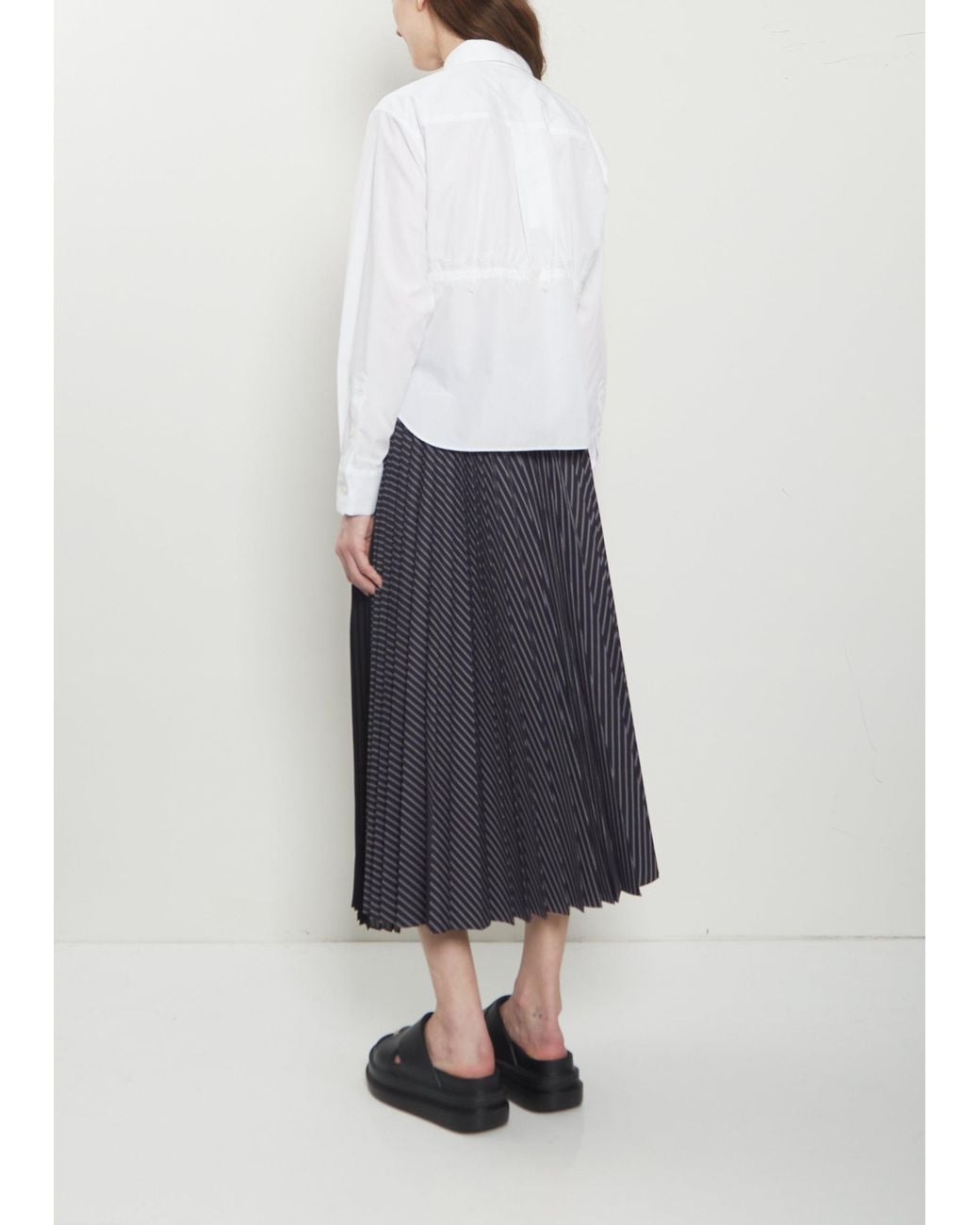 Sacai White Lace Detail Poplin Shirt