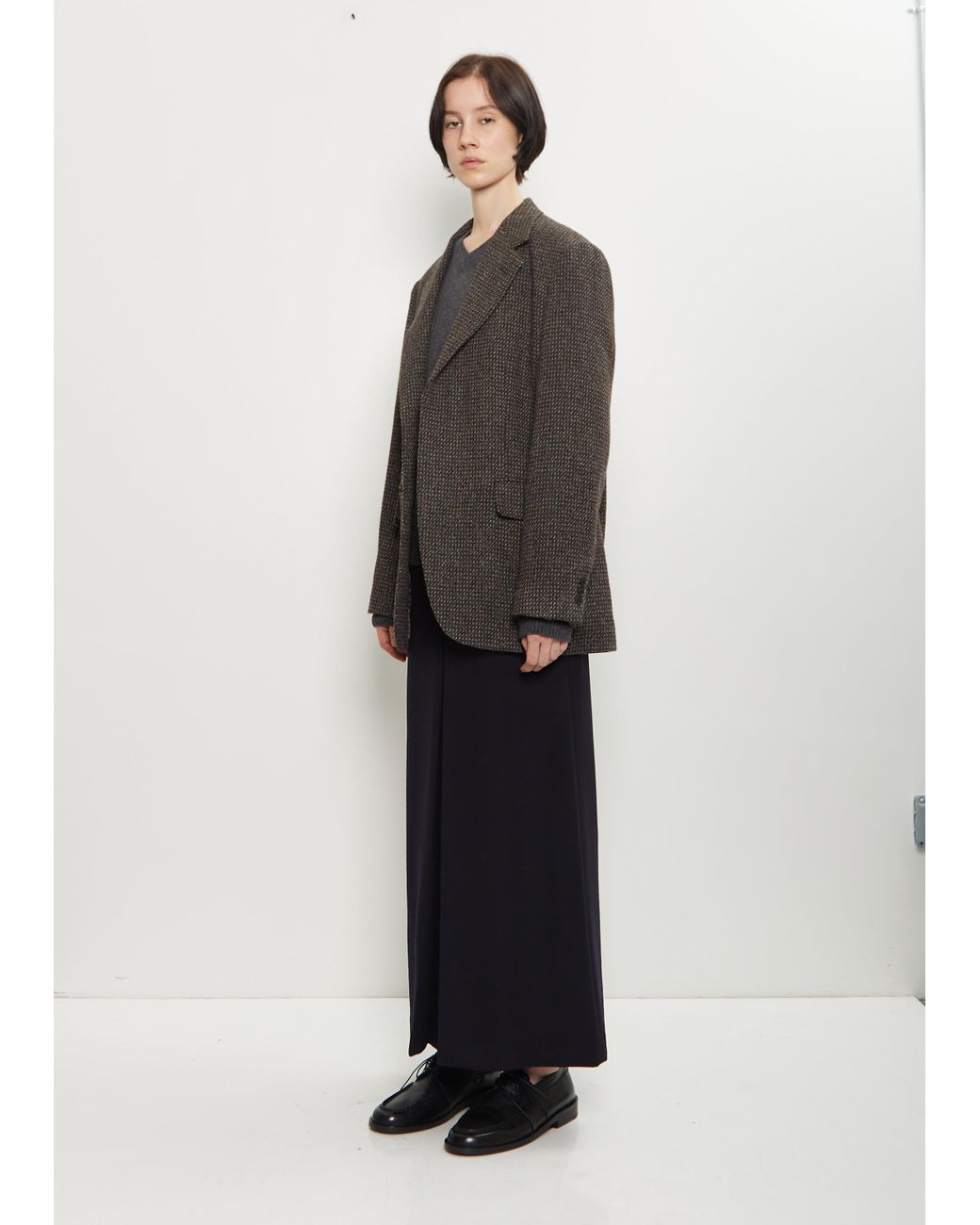 AURALEE Alpaca Wool Silk Tweed Over Jacket in Black | Lyst UK