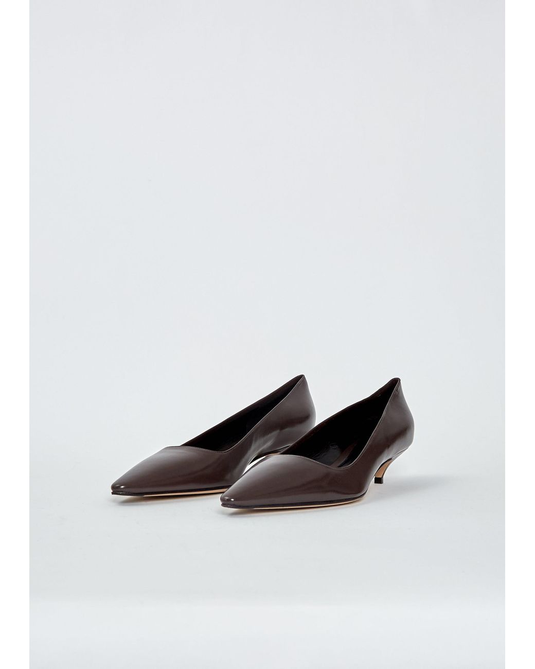 The Row White Liisa Leather Kitten Three Heel