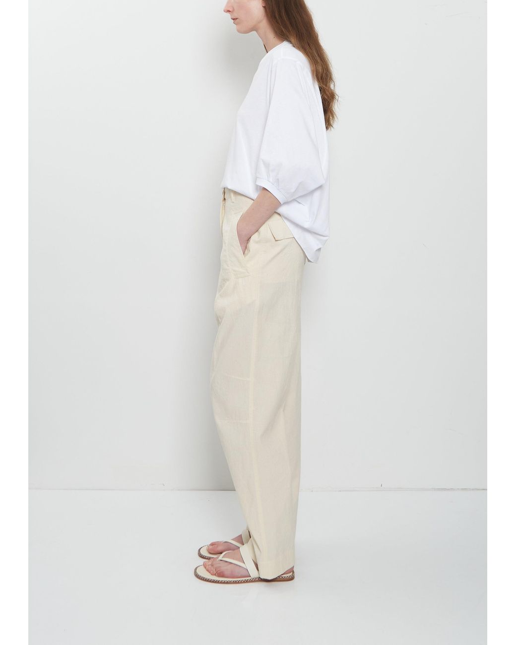 Dries Van Noten White Pincks Cotton Pants