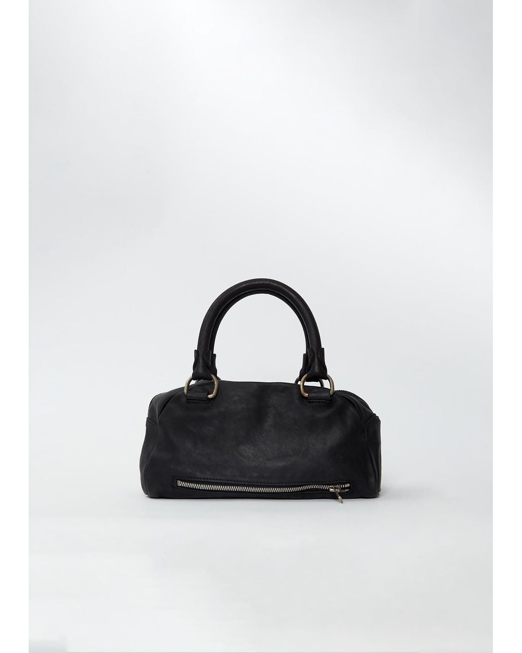 Guidi Black Shoulder Leather Bag, Small
