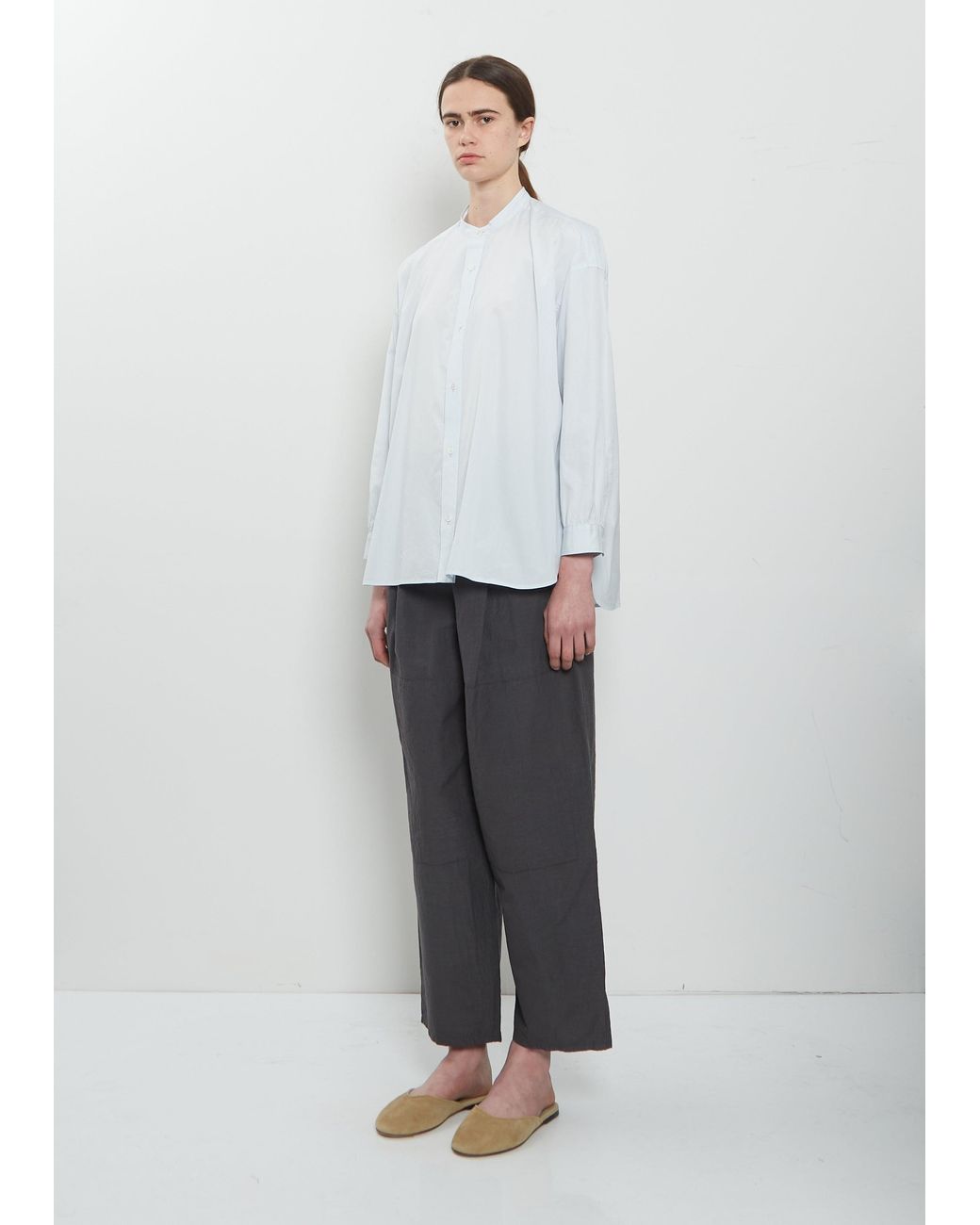 Arts & Science White Band Collar Simple Cotton Shirt