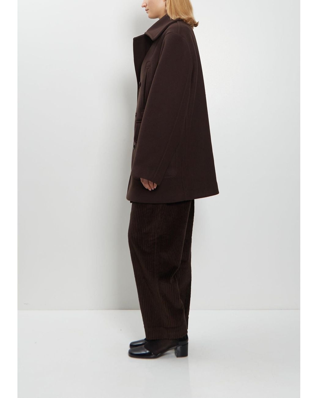 Meta Campania Collective Black Serge Boiled Wool Peacoat