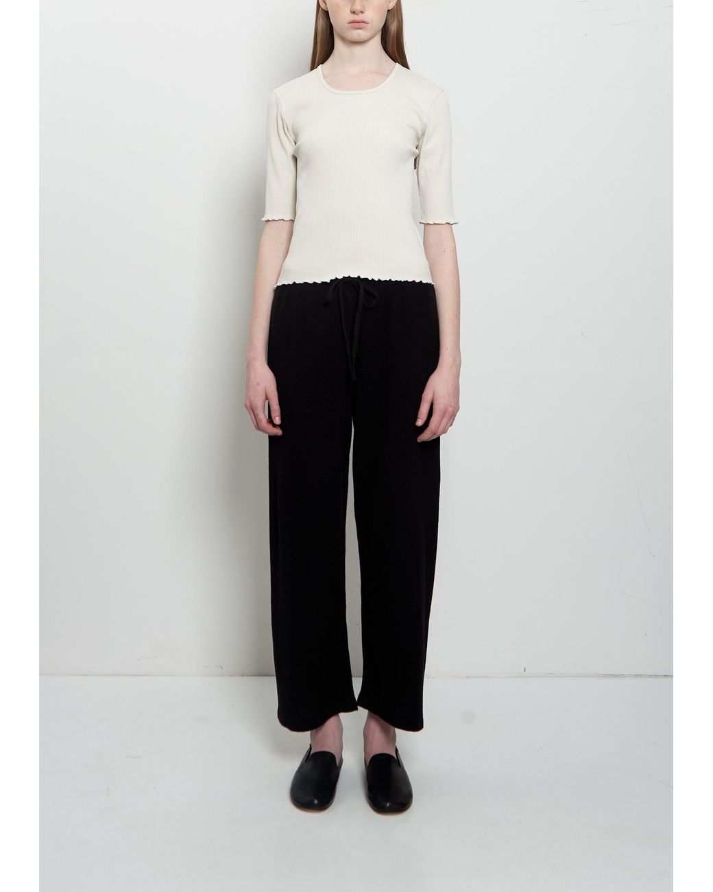 Lauren Manoogian White Crepe Cotton Linen Capri Pants