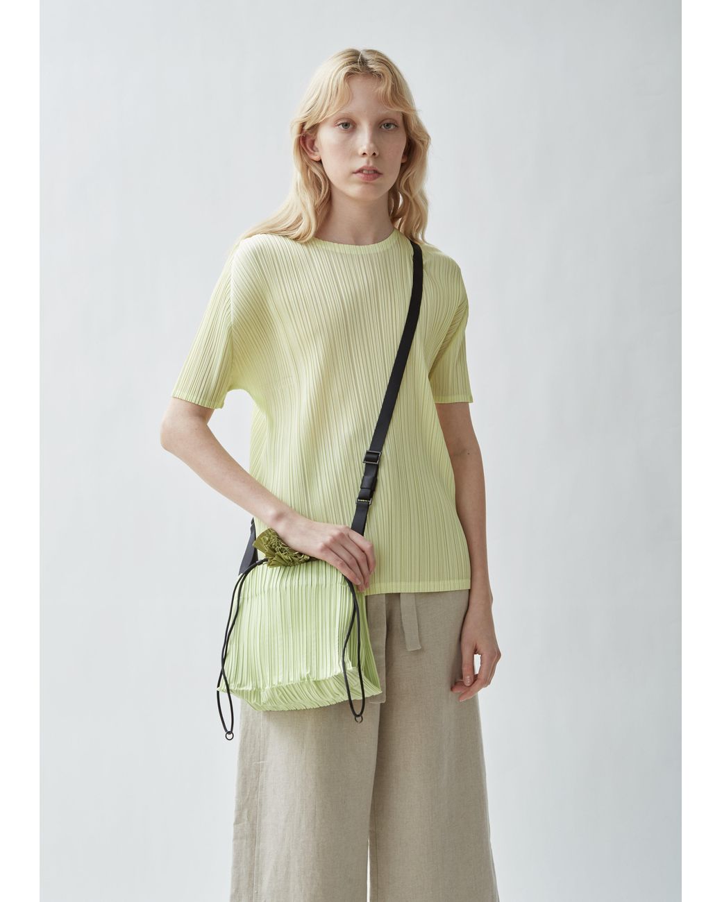 Pleats Please by Issey Miyake Square Pleats Bag - Ivory on Garmentory