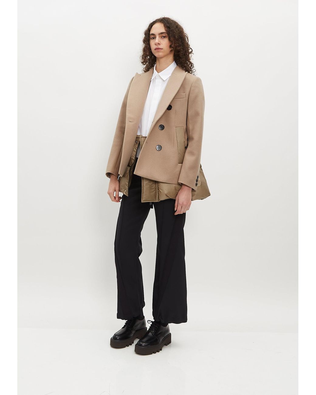 【SACAI】Wool Melton x Padded Coat Sacai Wool Melton X Puffer | Saks Fifth Avenue