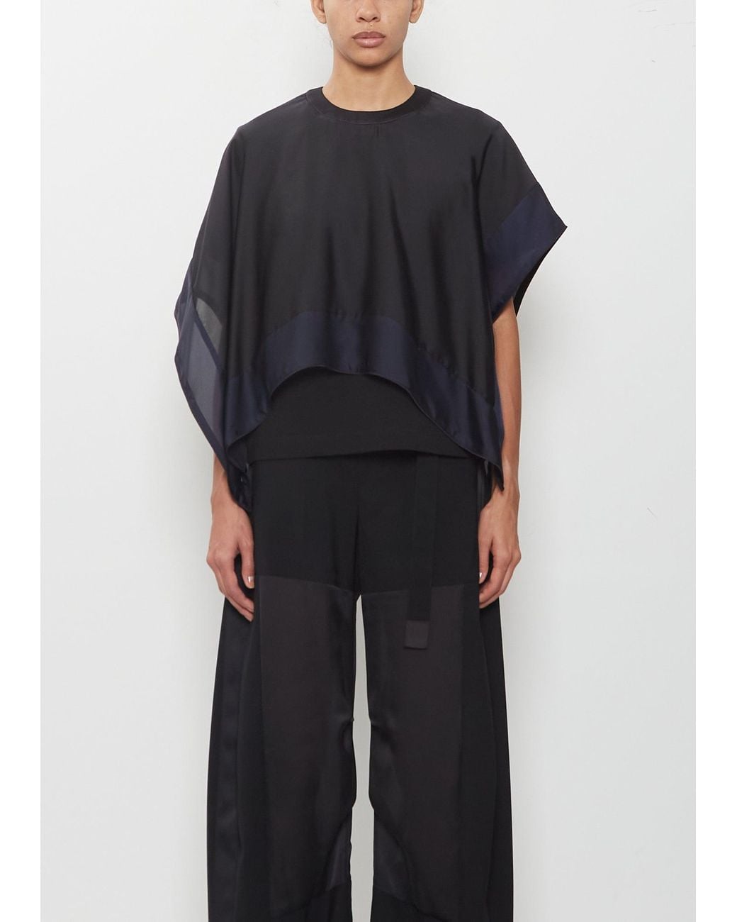 Sacai Blue Satin X Cotton Jersey T-shirt