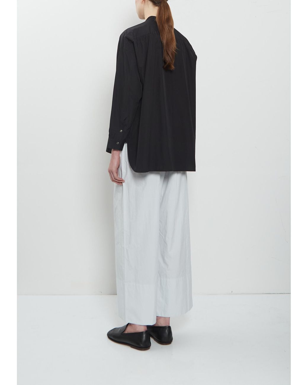 Arts & Science Black Band Collar Simple Cotton Shirt