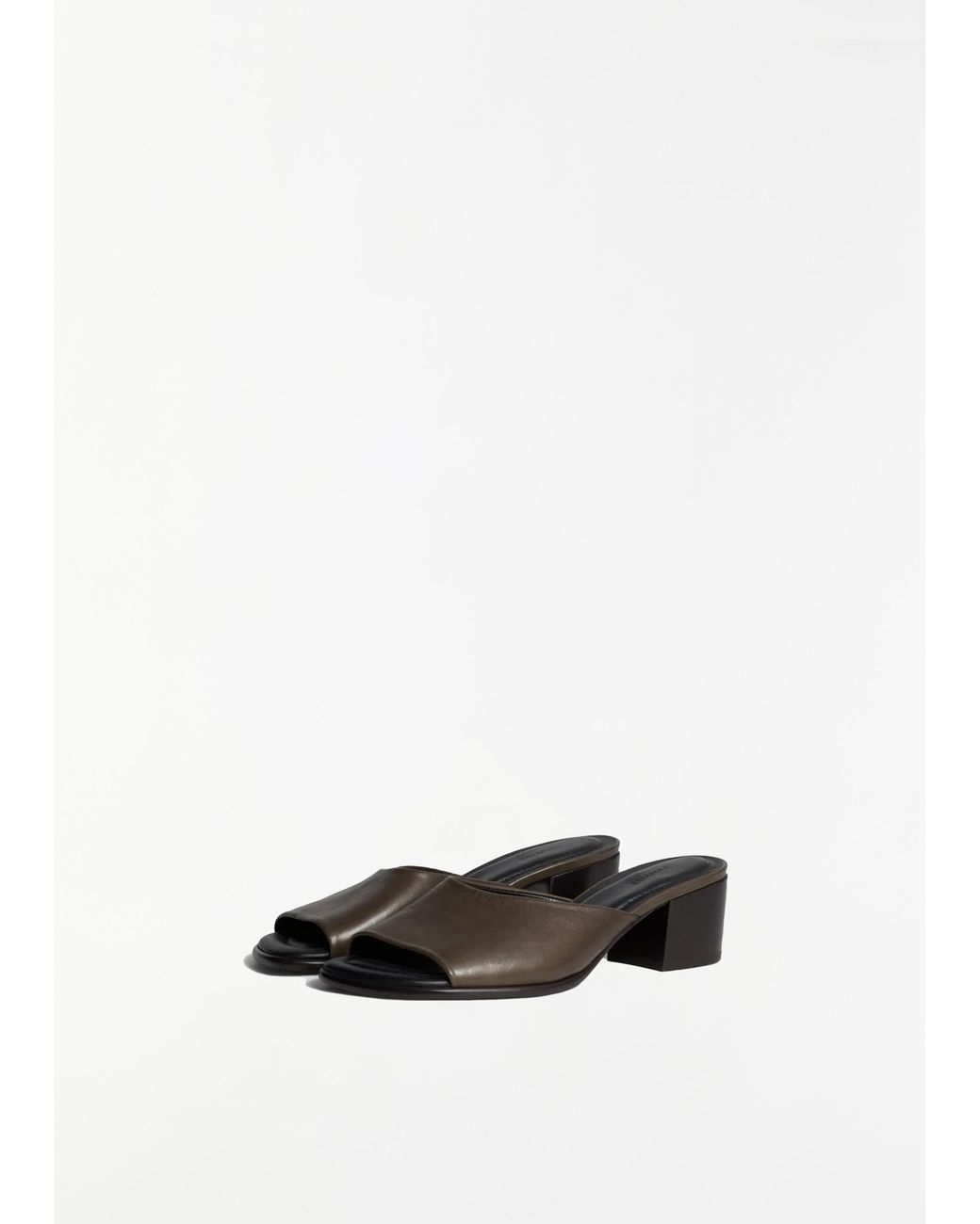 Lemaire White Square Heeled Leather Mules