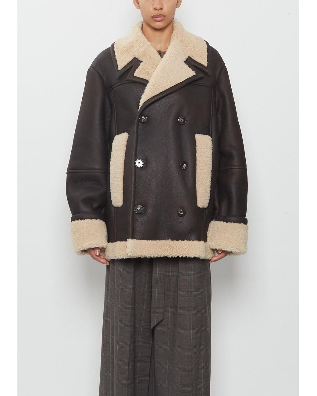 Simone Rocha Black Shearling Aviator Jacket