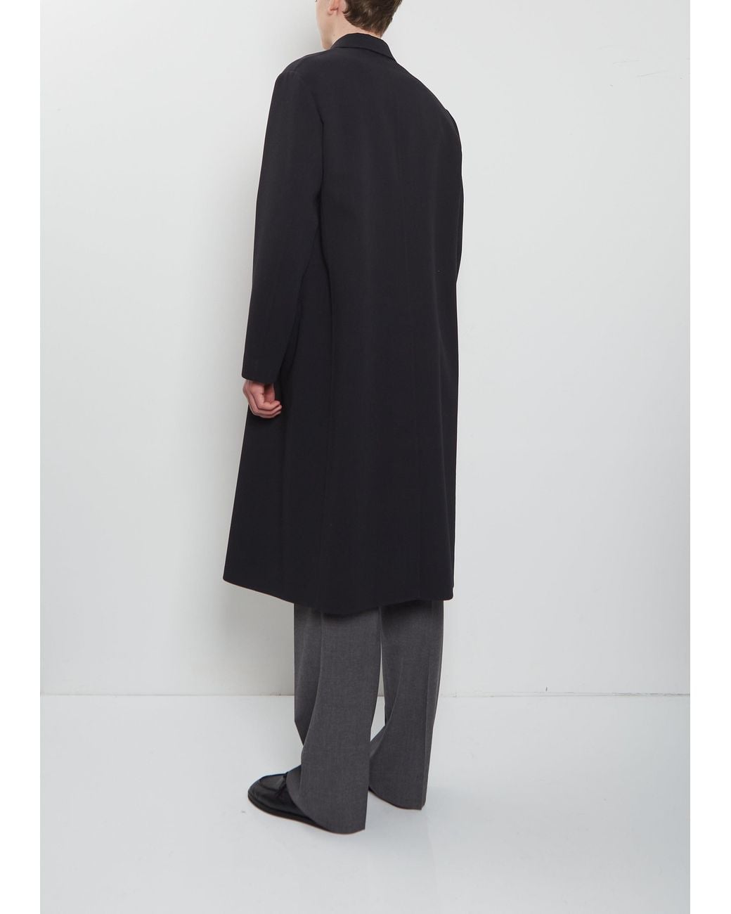 Auralee Blue Structured Wool Hand-sewn Coat