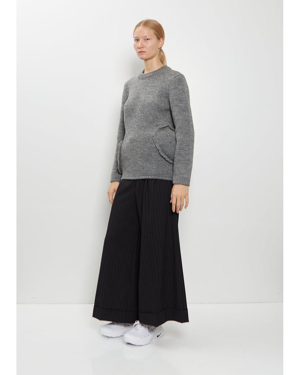 Comme des Garçons Gray Padded Details Wool Sweater