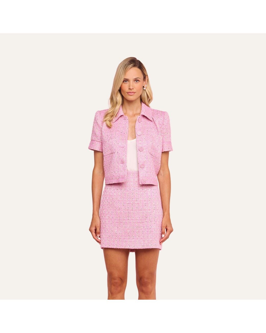 L'Agence Pink Chita Tweed Jacket