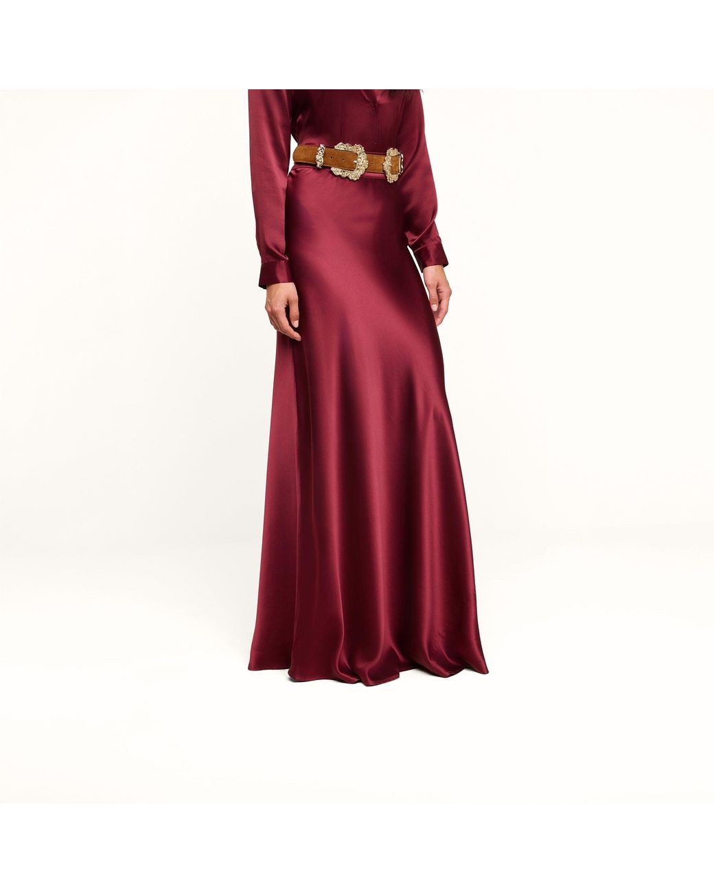 L'Agence Pink Ryker Silk Maxi Skirt