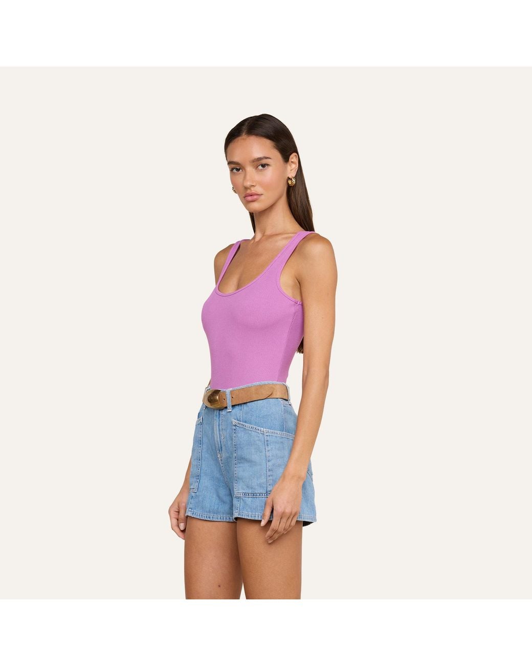 L'Agence Purple Nica Scoopneck Bodysuit