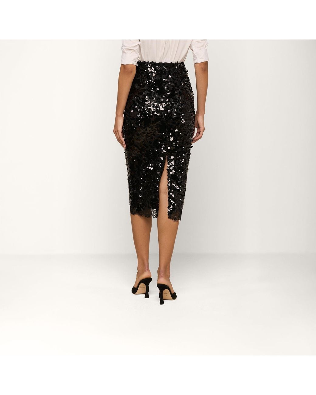 L'Agence Natural Makena Sequin Pencil Skirt