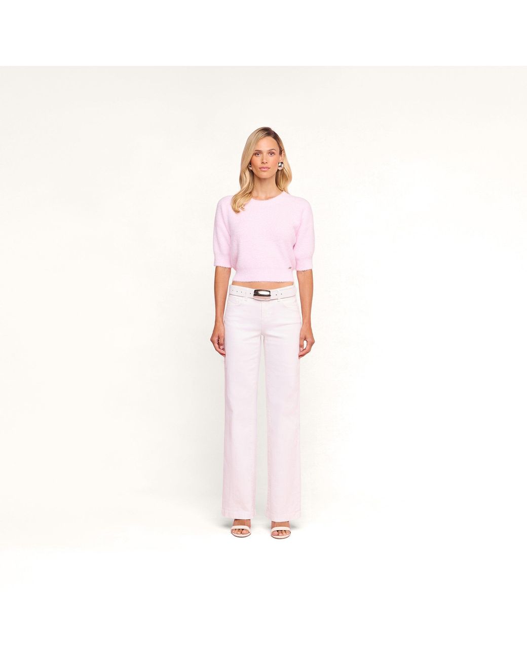 L'Agence Pink 'Agence Guinevere Cropped Pullover