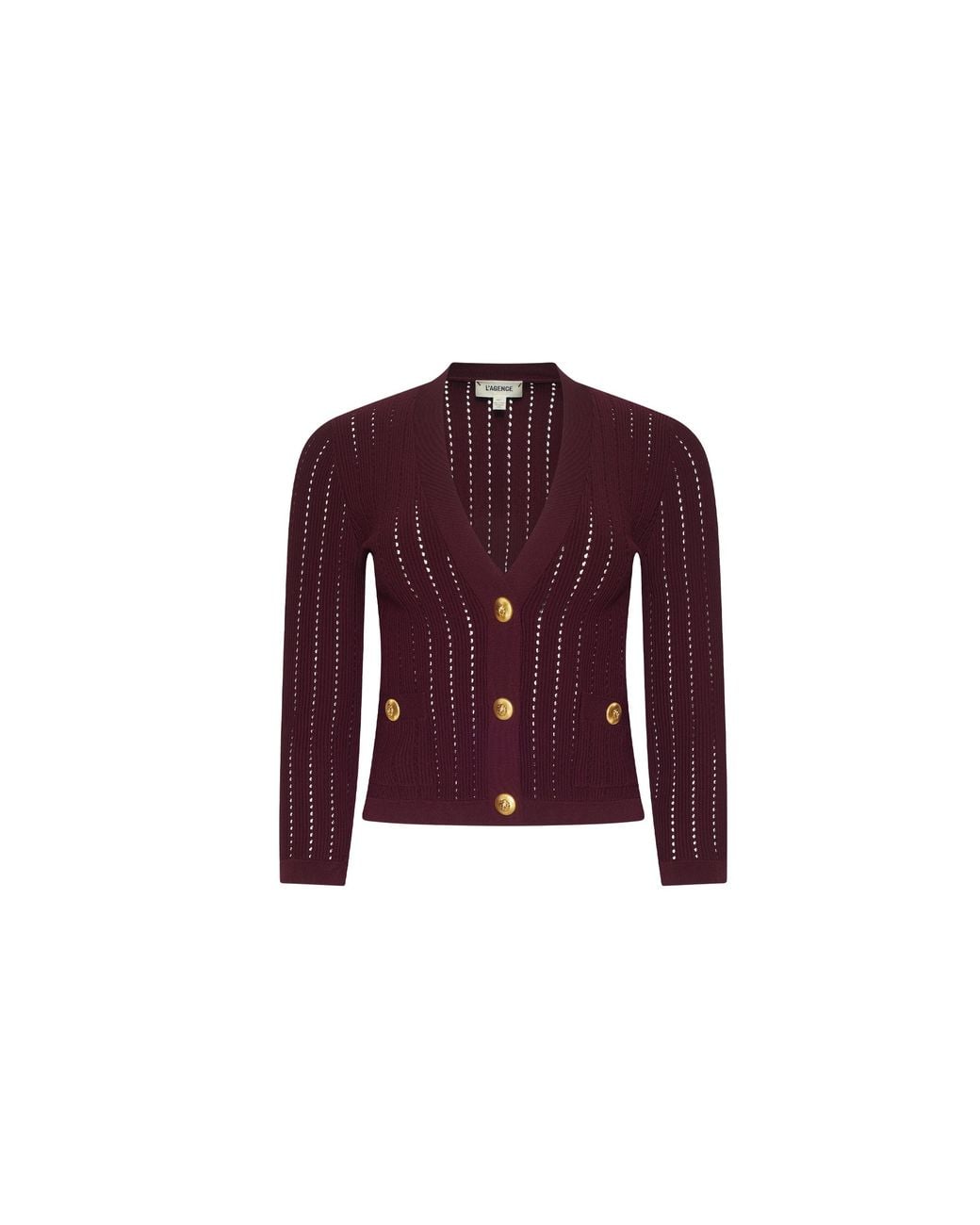 L'Agence Purple Irvin Pointelle Knit Cardigan