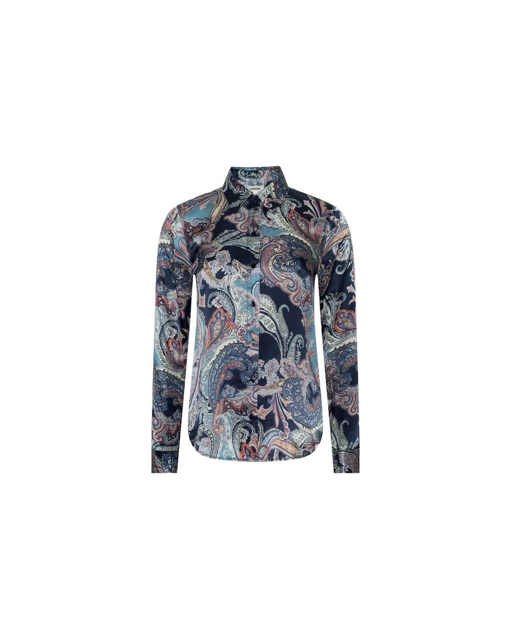 L'Agence Blue Tyler Silk Blouse Top