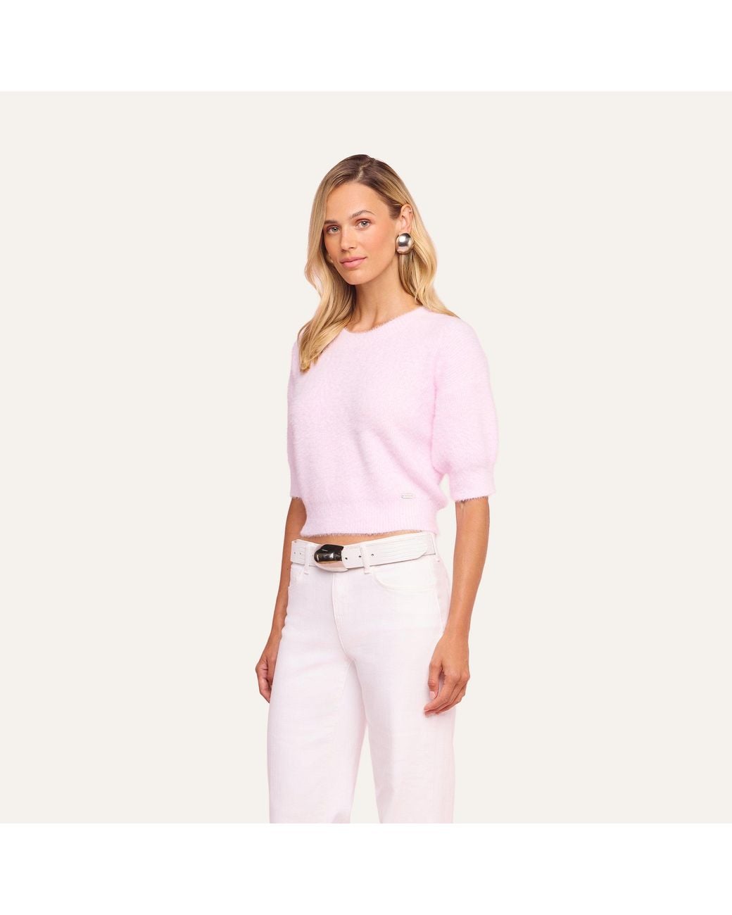 L'Agence Pink 'Agence Guinevere Cropped Pullover