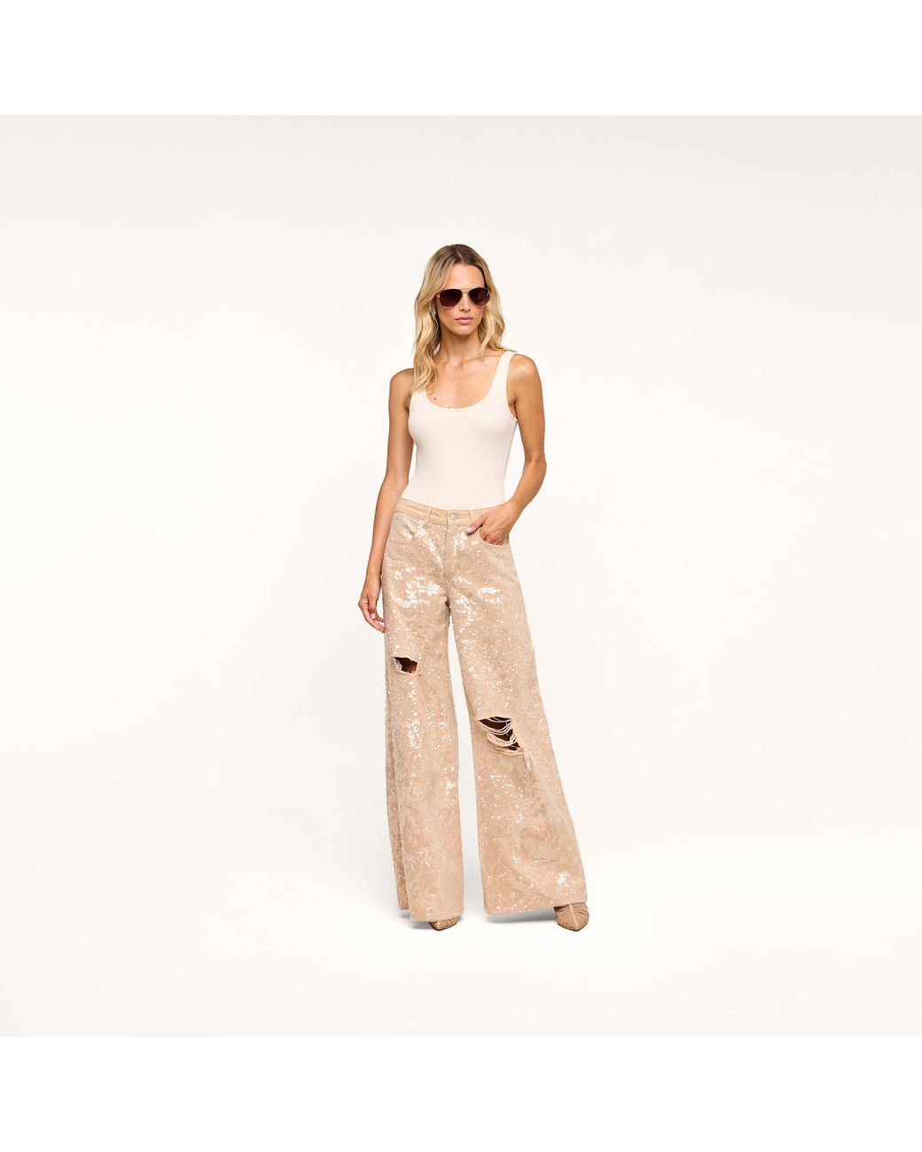 L'Agence Natural Quincy Embellished Wide-Leg Jean