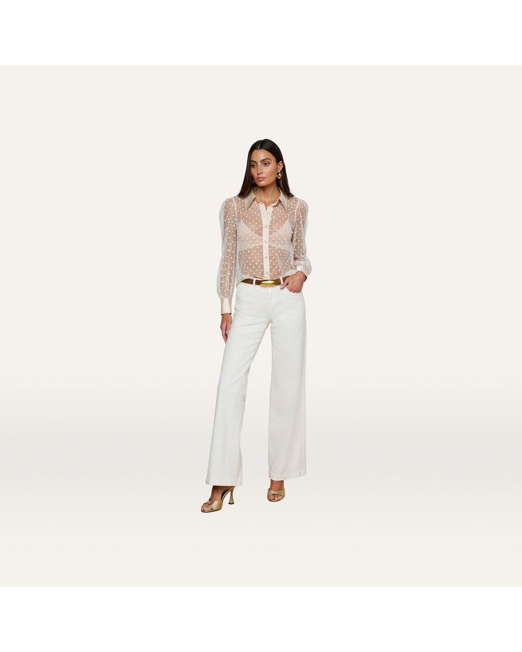 L'Agence White Sophie Long-Sleeved Blouse Top