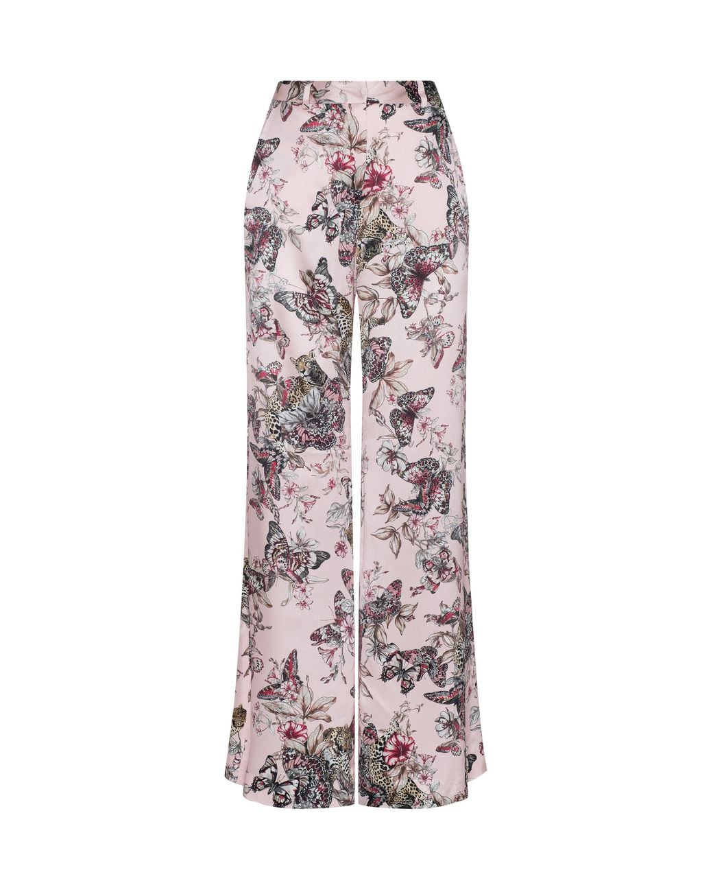 Pantalon Ample En Soie Pilar, Rose Pâle À Imprimé Jungle Papillons Coloré L'Agence en coloris Multicolor