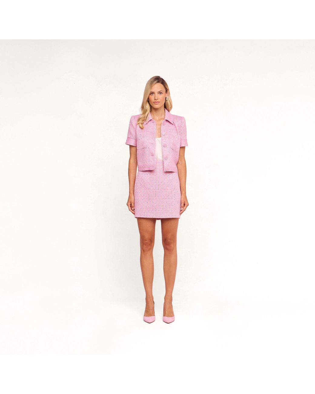 L'Agence Pink Chita Tweed Jacket