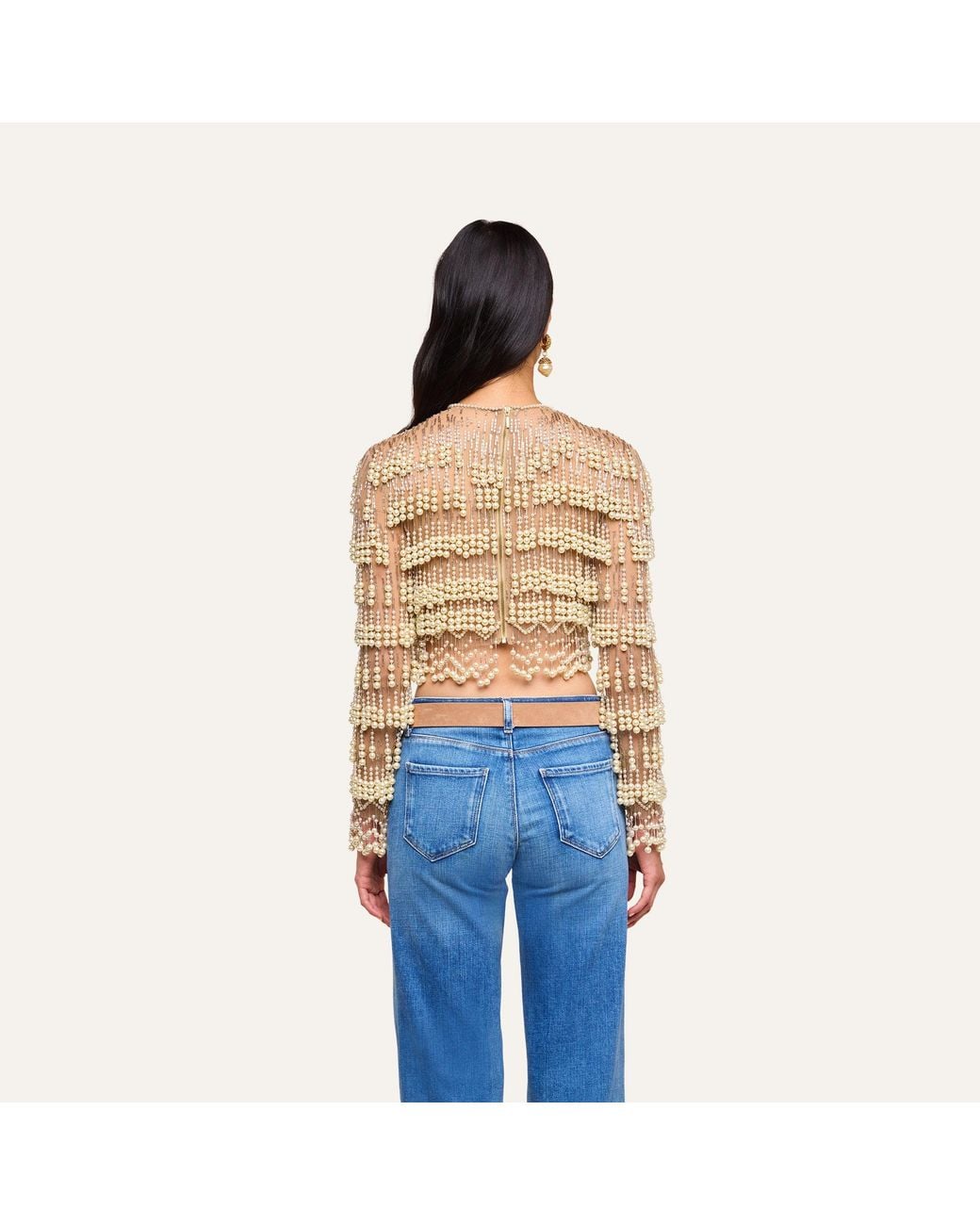 L'Agence Natural Rogan Pearl Fringe Top