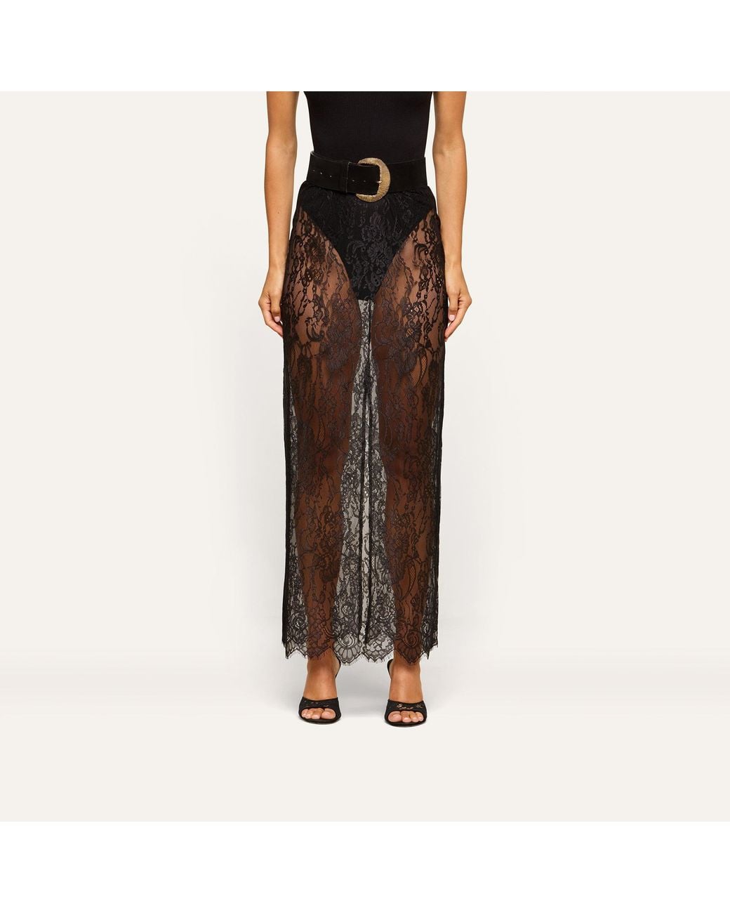L'Agence Black Raymonde Lace Maxi Skirt