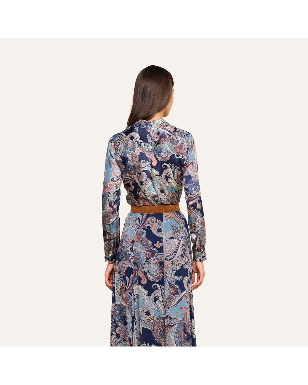 L'Agence Blue Tyler Silk Blouse Top