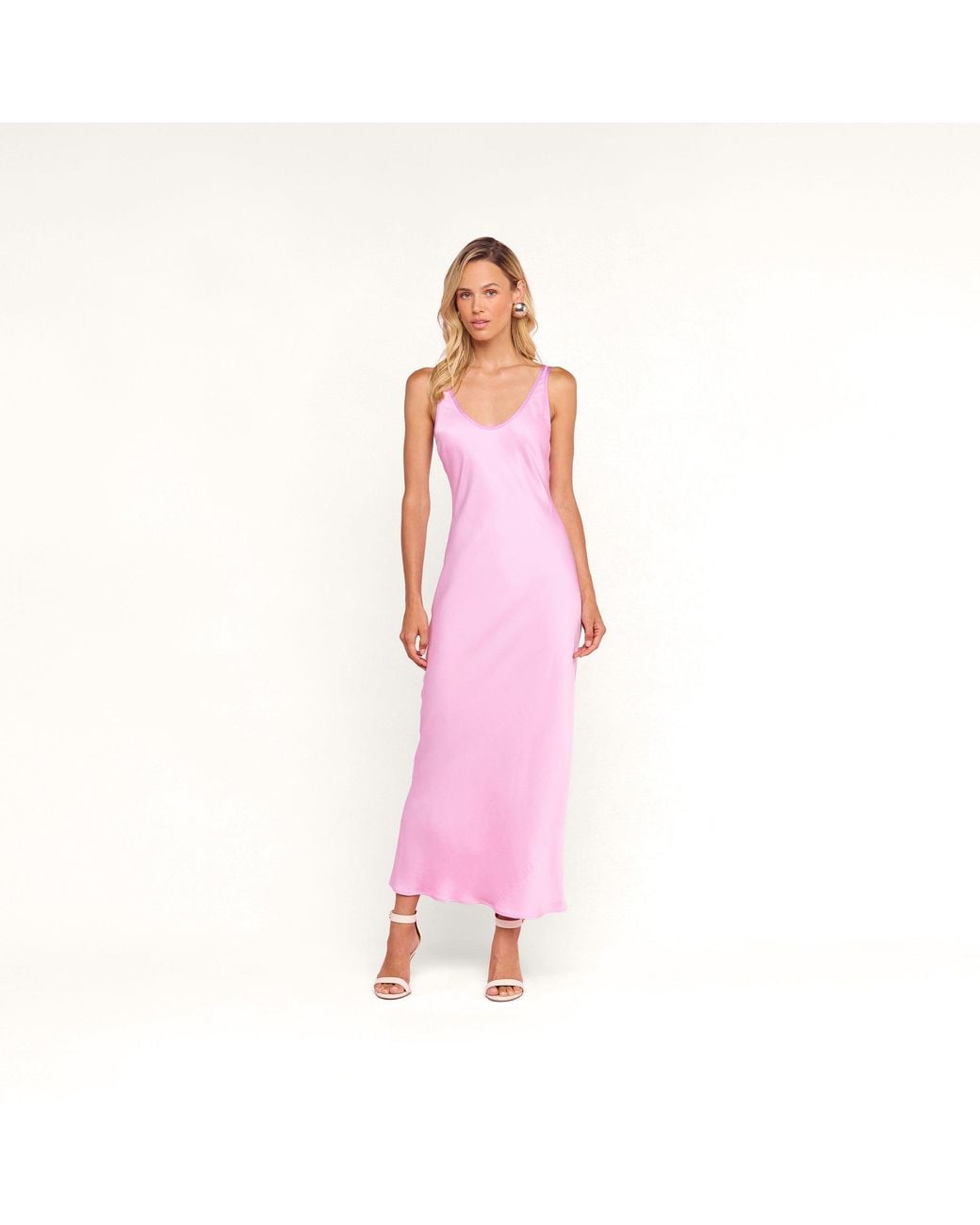 L'Agence Pink Akiya Satin Maxi Dress
