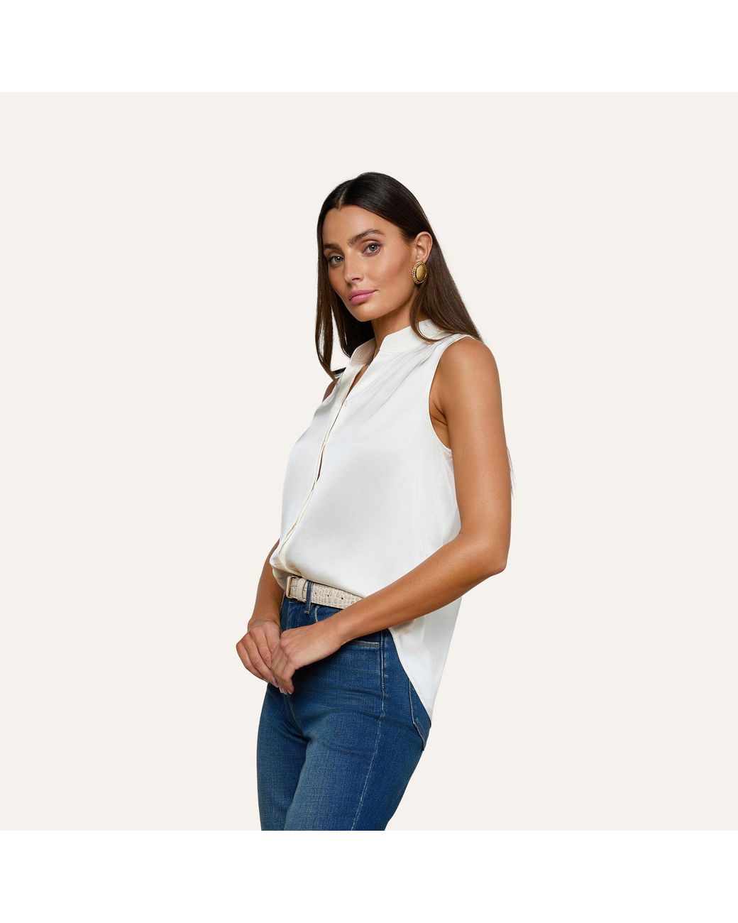 L'Agence White 'Agence Phoebe Silk Blouse Top