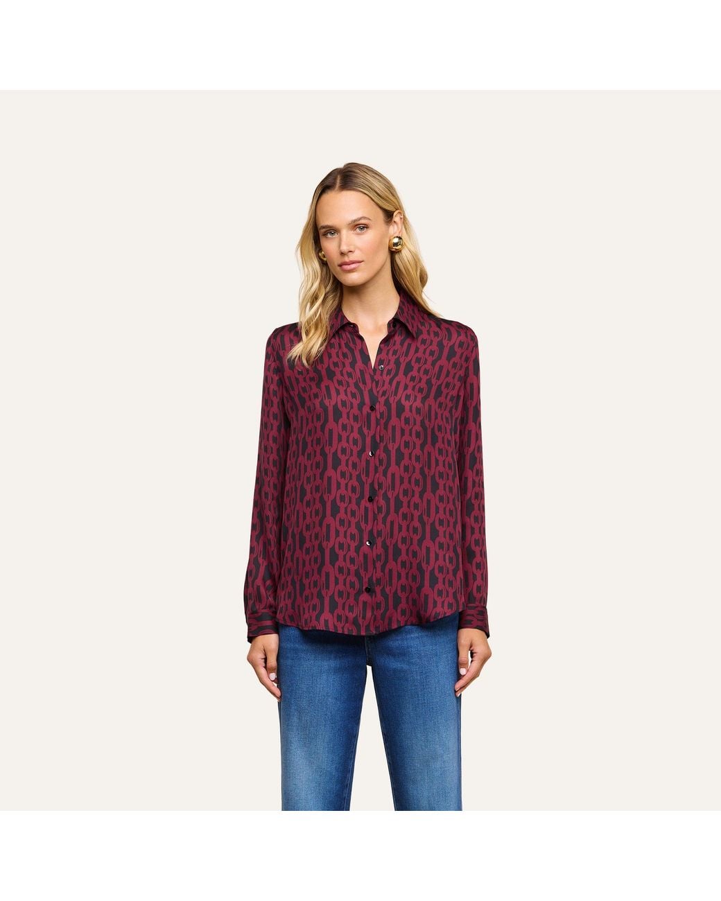 L'Agence Purple Nina Silk Blouse Top