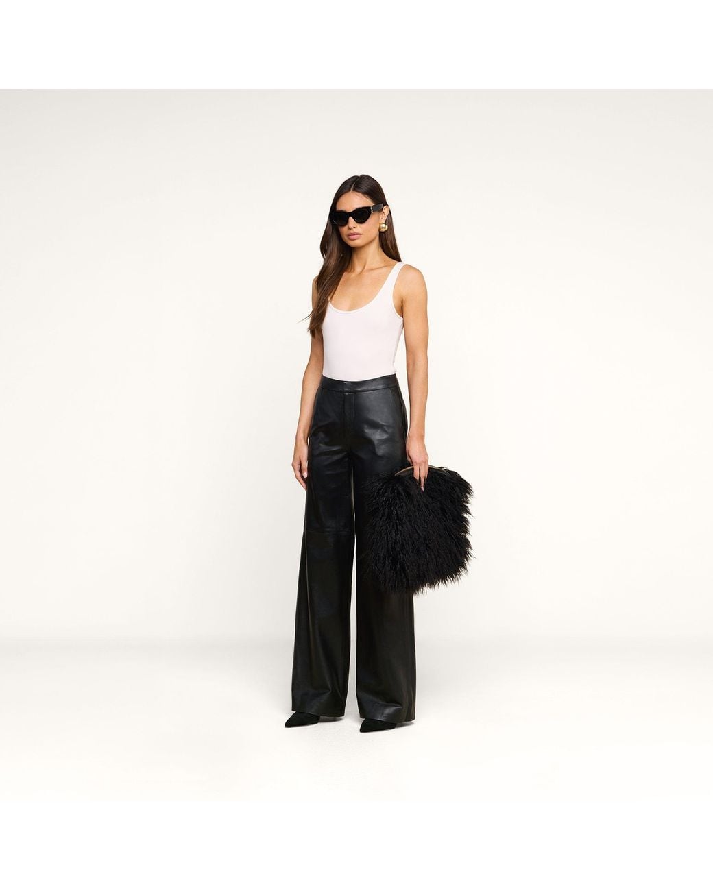 L'Agence Black Adelina Faux Fur Clutch