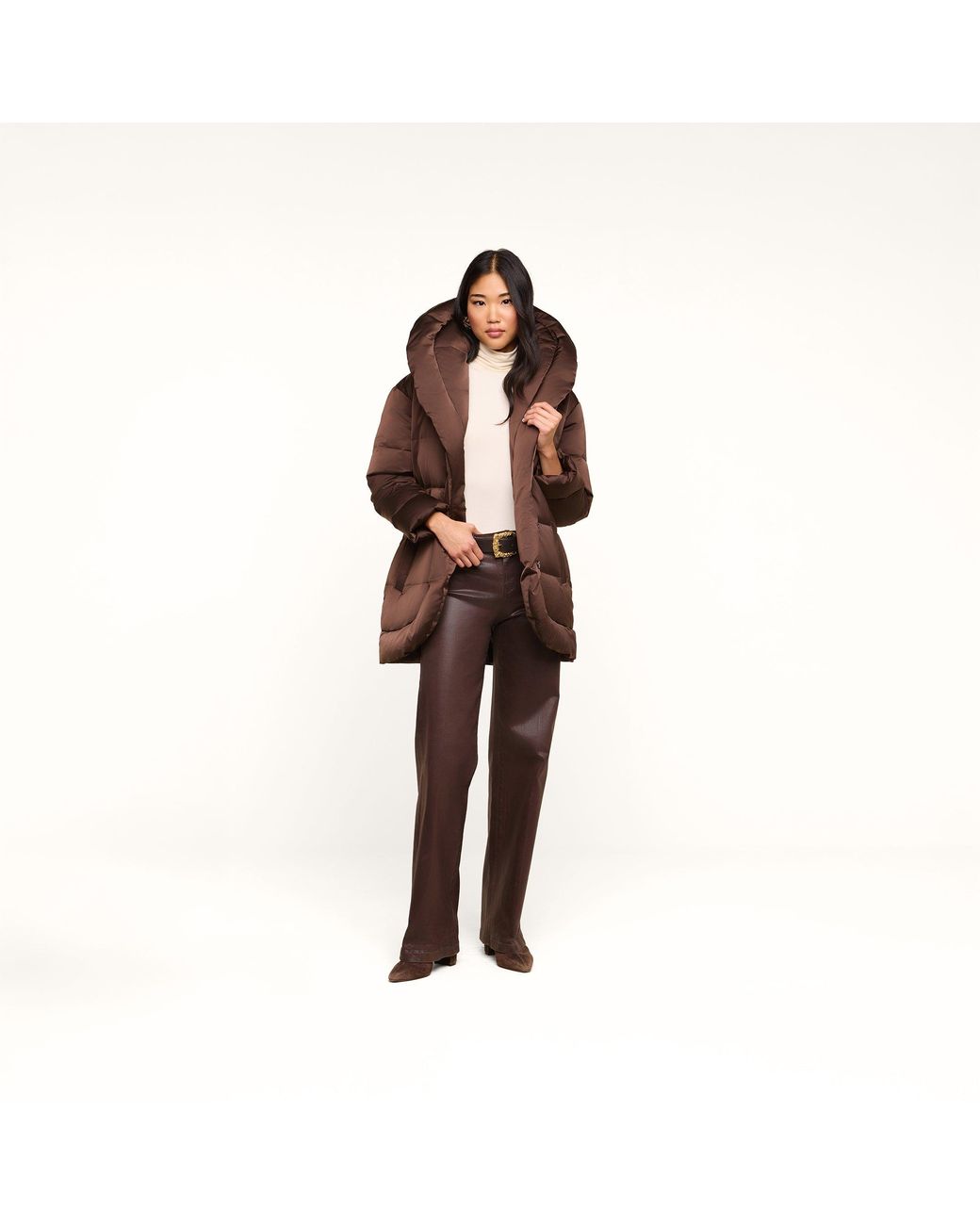 L'Agence Purple Glacier Shawl Puffer Jacket