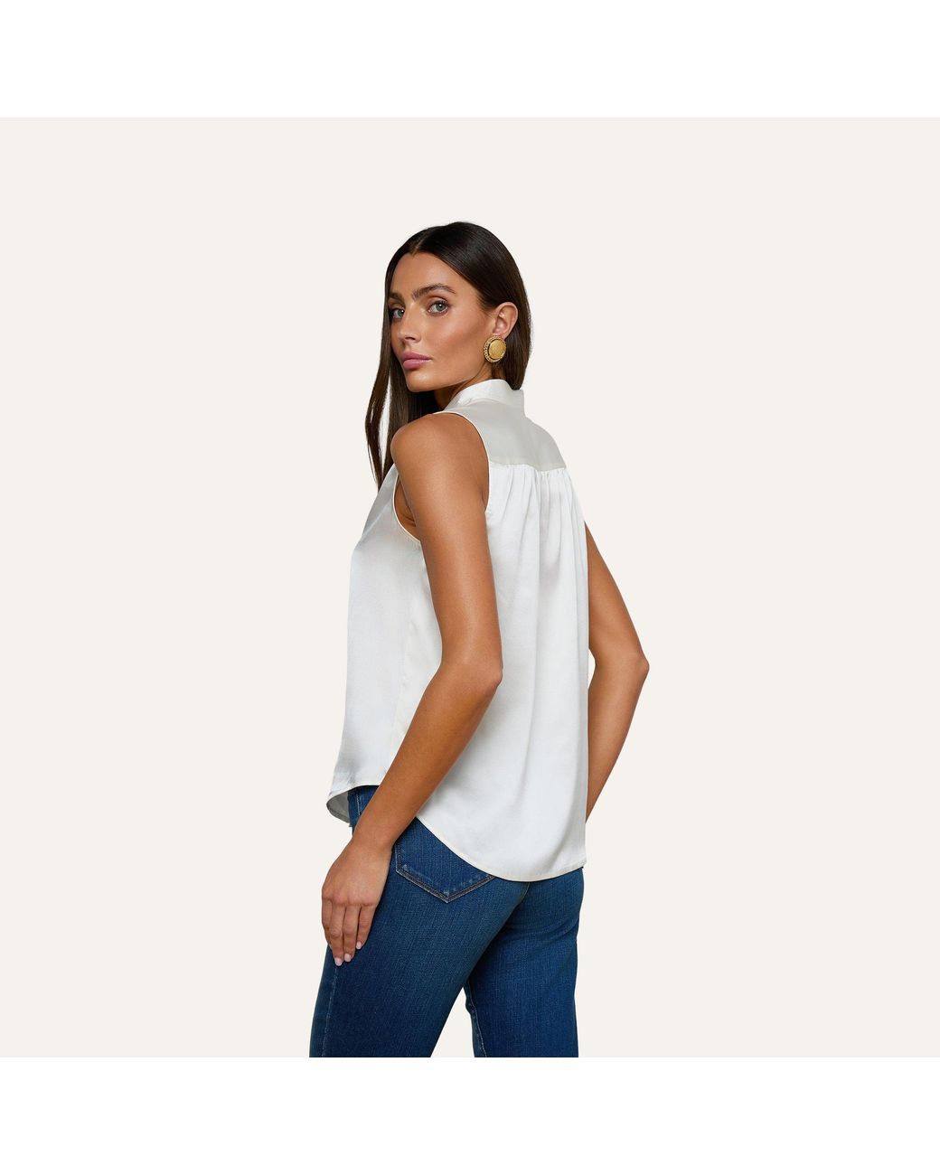 L'Agence White 'Agence Phoebe Silk Blouse Top