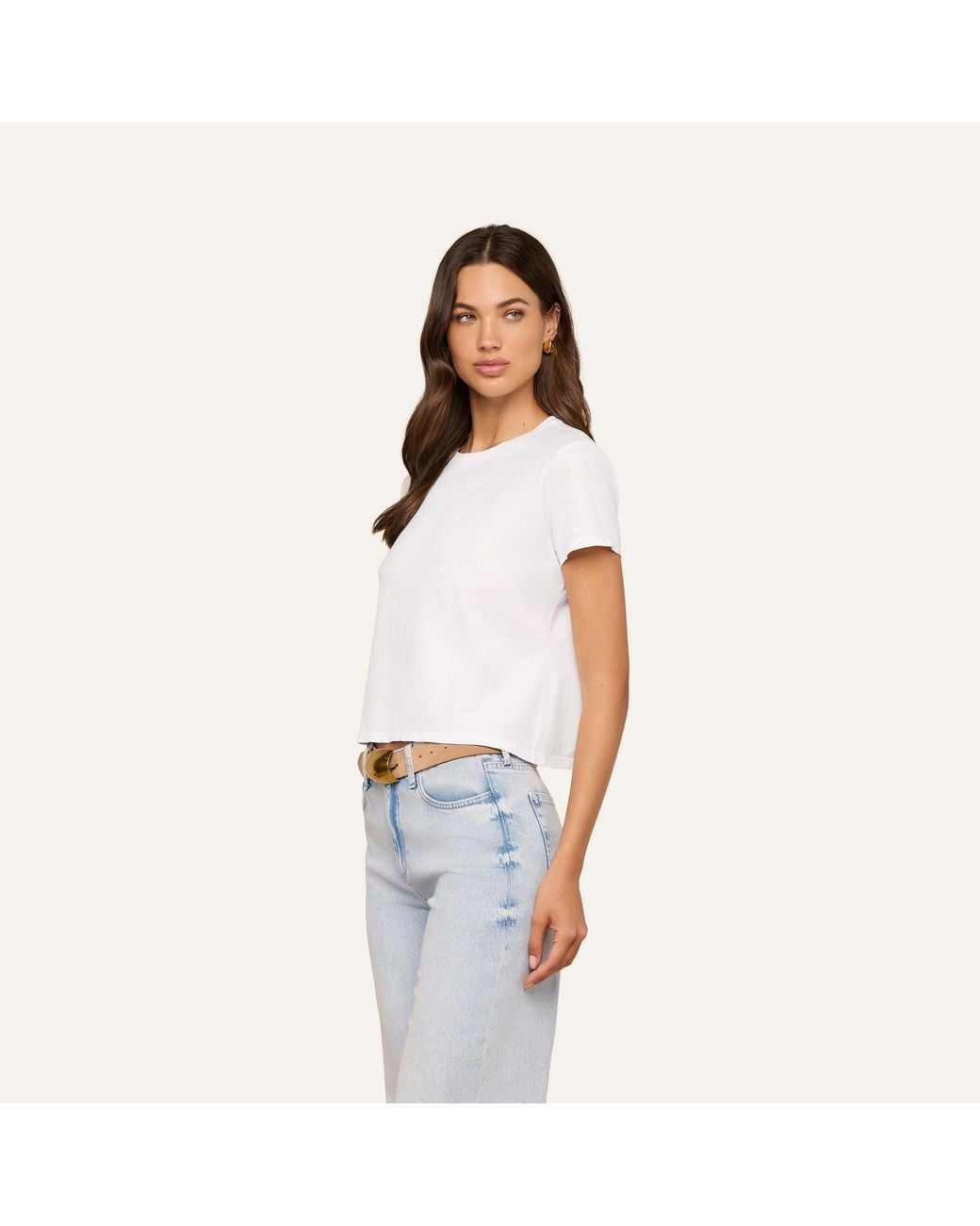 L'Agence Blue Aileen Cotton Crewneck T-Shirt