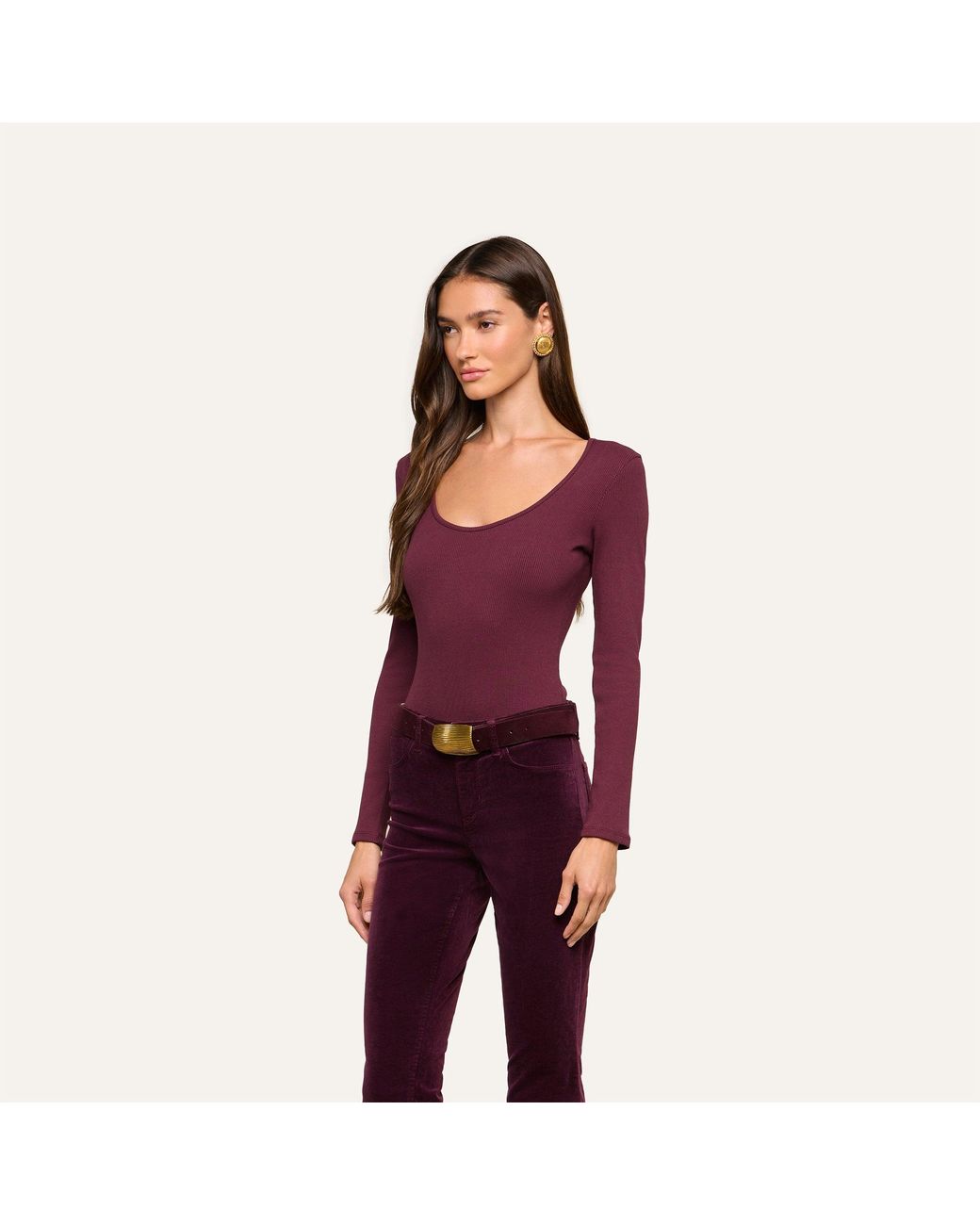 L'Agence Purple Elara Scoopneck Bodysuit