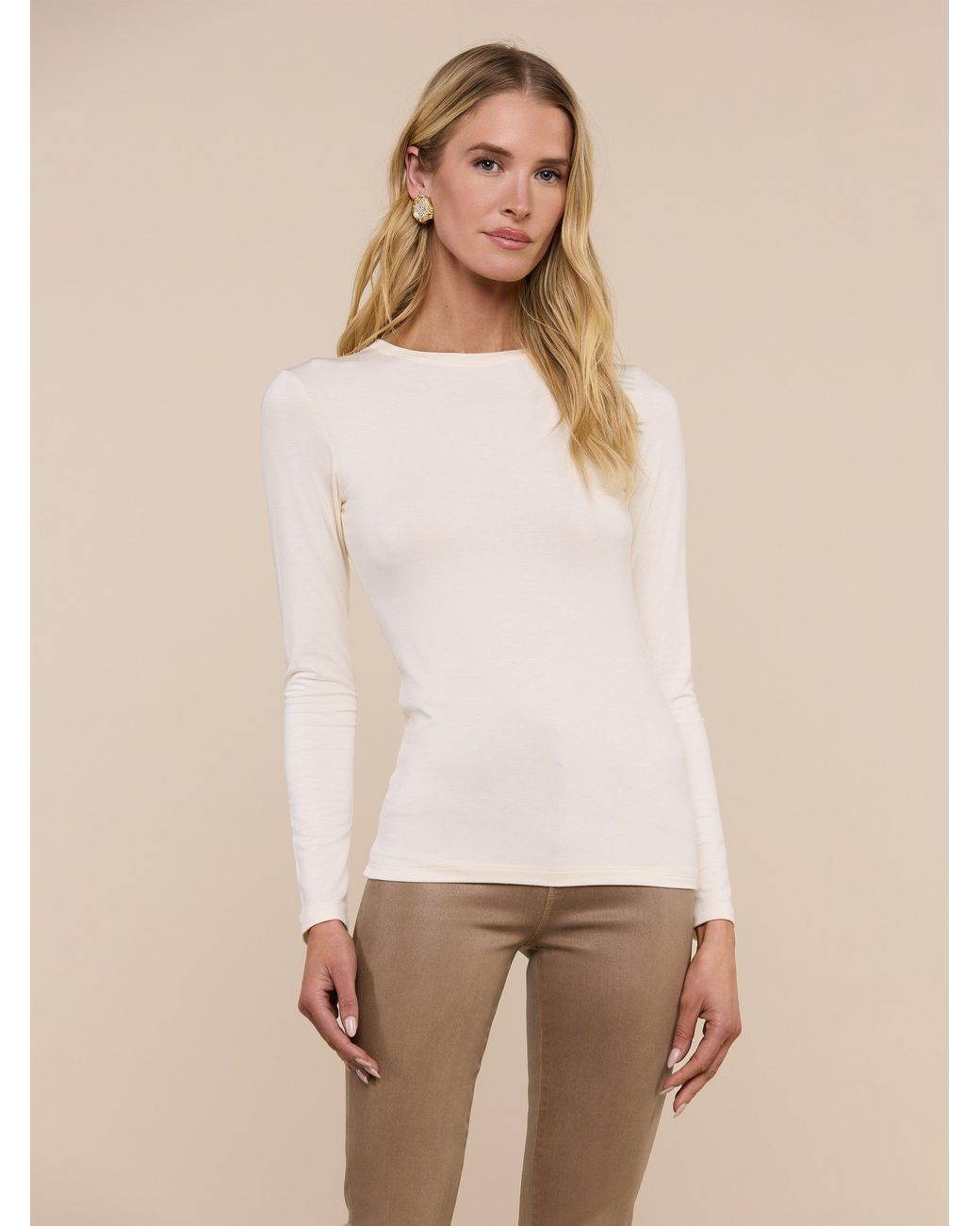L'Agence White Tess Long Sleeve T-Shirt