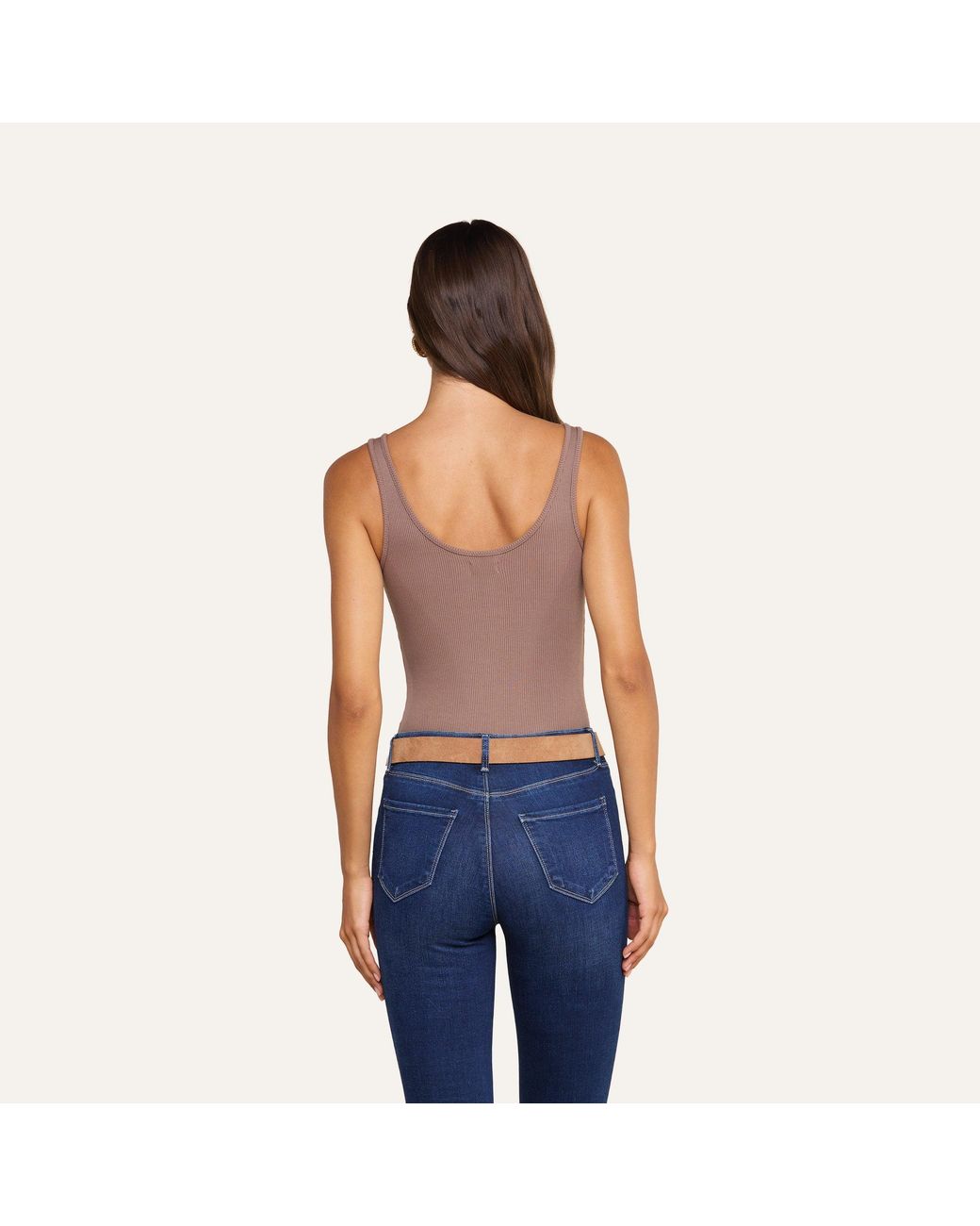 L'Agence Brown Nica Scoopneck Bodysuit