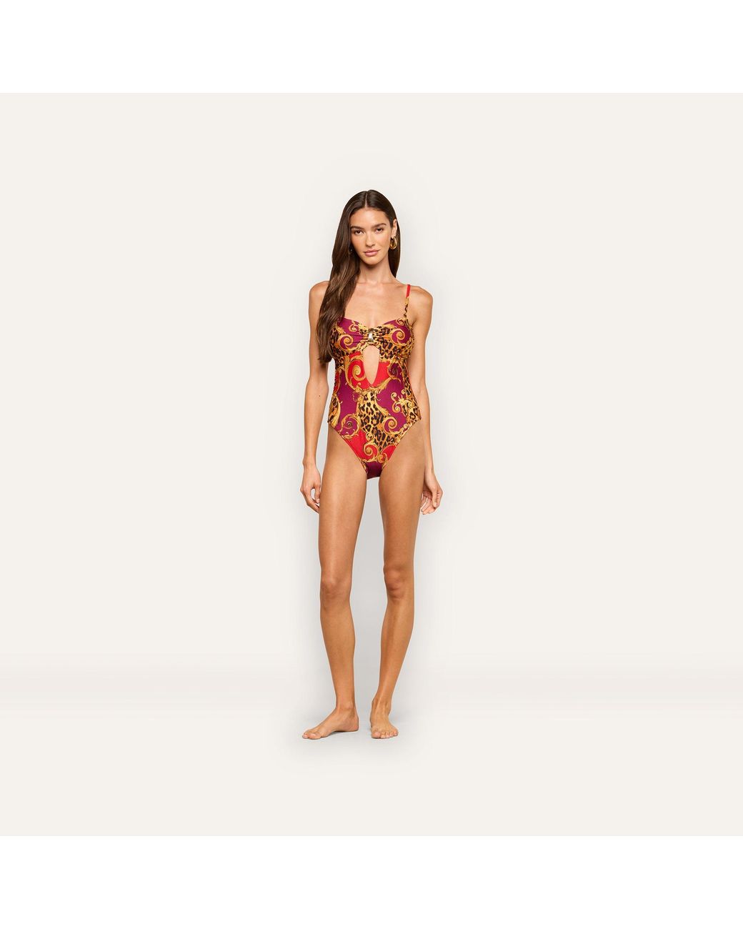 L'Agence Red Emilia Bandeau One-Piece Swimsuit