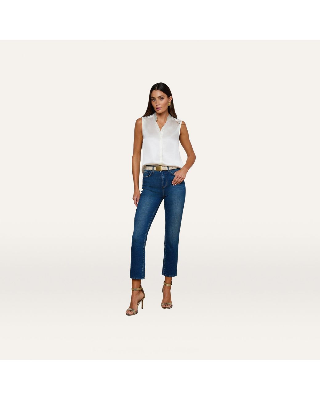 L'Agence White 'Agence Phoebe Silk Blouse Top
