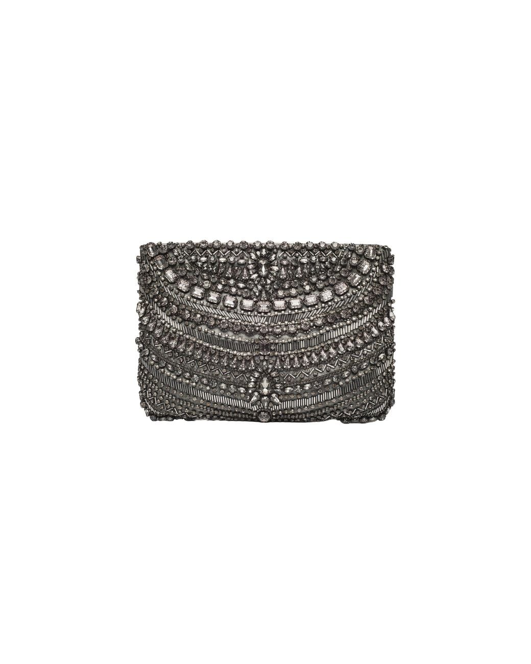 L'Agence Gray Eclipse Crystal Clutch